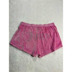 Juicy Couture Pink Velour Rhinestone Logo Sleep Lounge Shorts Womens Large Y2K